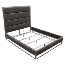 Load image into Gallery viewer, Empire Queen Bed in Weathered Grey PU with Hand brushed Silver Metal Frame by Diamond Sofa