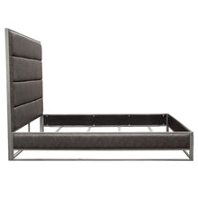 Load image into Gallery viewer, Empire Queen Bed in Weathered Grey PU with Hand brushed Silver Metal Frame by Diamond Sofa