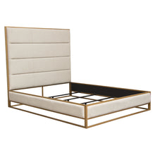 Load image into Gallery viewer, Empire Queen Bed in Sand Fabric with Hand brushed Gold Metal Frame by Diamond Sofa