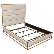 Load image into Gallery viewer, Empire Queen Bed in Sand Fabric with Hand brushed Gold Metal Frame by Diamond Sofa