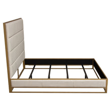 Load image into Gallery viewer, Empire Queen Bed in Sand Fabric with Hand brushed Gold Metal Frame by Diamond Sofa