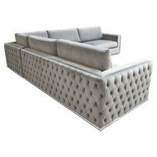 Load image into Gallery viewer, Envy 3PC Sectional in Platinum Grey Velvet with Tufted Outside Detail and Silver Metal Trim by Diamond Sofa