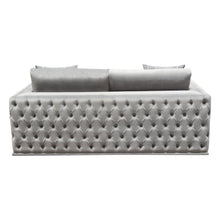 Load image into Gallery viewer, Envy Loveseat in Platinum Grey Velvet with Tufted Outside Detail and Silver Metal Trim by Diamond Sofa
