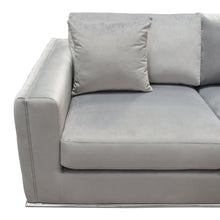 Load image into Gallery viewer, Envy Loveseat in Platinum Grey Velvet with Tufted Outside Detail and Silver Metal Trim by Diamond Sofa