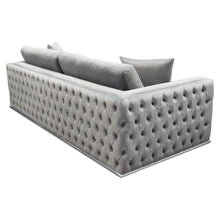 Load image into Gallery viewer, Envy Sofa in Platinum Grey Velvet with Tufted Outside Detail and Silver Metal Trim by Diamond Sofa