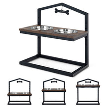 Load image into Gallery viewer, 5 Heights Elevated Pet Feeder with 2 Detachable Stainless Steel Bowl-Brown