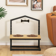 Load image into Gallery viewer, 5 Heights Elevated Pet Feeder with 2 Detachable Stainless Steel Bowl-Natural