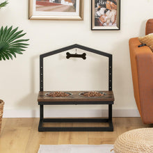 Load image into Gallery viewer, 5 Heights Elevated Pet Feeder with 2 Detachable Stainless Steel Bowl-Brown