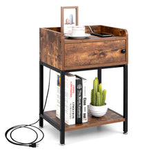Load image into Gallery viewer, Lift Top End Table with Charging Station and Storage Shelves-Coffee