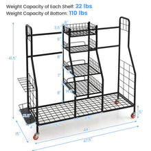 Load image into Gallery viewer, Double Golf Bag Rack with Removable Golf Club Stand and Wheels-Black