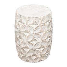 Load image into Gallery viewer, Fig Solid Mango Wood Accent Table in Distressed White Finish w/ Leaf Motif by Diamond Sofa