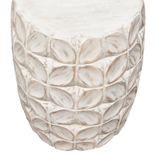Load image into Gallery viewer, Fig Solid Mango Wood Accent Table in Distressed White Finish w/ Leaf Motif by Diamond Sofa
