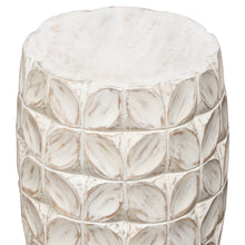 Load image into Gallery viewer, Fig Solid Mango Wood Accent Table in Distressed White Finish w/ Leaf Motif by Diamond Sofa