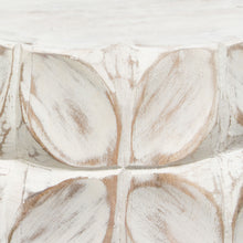 Load image into Gallery viewer, Fig Solid Mango Wood Accent Table in Distressed White Finish w/ Leaf Motif by Diamond Sofa