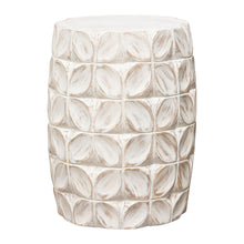 Load image into Gallery viewer, Fig Solid Mango Wood Accent Table in Distressed White Finish w/ Leaf Motif by Diamond Sofa