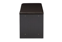Load image into Gallery viewer, Baxton Studio Clevedon Modern and Contemporary Dark Brown Wood Entryway Storage Cushioned Bench Shoe Rack Cabinet Organizer
