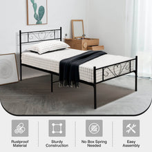 Load image into Gallery viewer, Twin XL Metal Bed Frame with Heart-shaped Headboard
