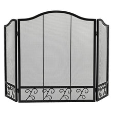 Load image into Gallery viewer, 3-Panel Fireplace Screen Decorative Spark Guard