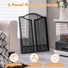 Load image into Gallery viewer, 3-Panel Fireplace Screen Decorative Spark Guard
