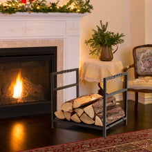 Load image into Gallery viewer, Firewood Log Rack with Unique Handle and Raised Feet-Black