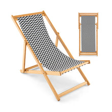 Load image into Gallery viewer, Folding Bamboo Sling Chair with Adjustable Backrest and Canvas-Natural