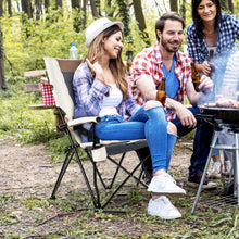 Load image into Gallery viewer, Folding Camping Chair with Cup Holder Armrest and Lumbar Pillow