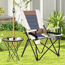 Load image into Gallery viewer, Folding Camping Chair with Cup Holder Armrest and Lumbar Pillow