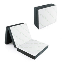 Load image into Gallery viewer, 76 x 31 x 4 Inch Tri Folding Foam Mattress with Bamboo Fiber Cover and Handle-Gray