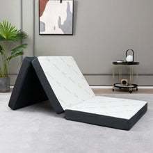 Load image into Gallery viewer, 76 x 31 x 4 Inch Tri Folding Foam Mattress with Bamboo Fiber Cover and Handle-Gray