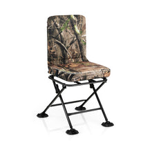 Load image into Gallery viewer, Swivel Folding Chair with Backrest and Padded Cushion-Camouflage