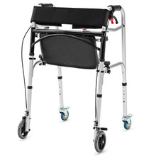 Load image into Gallery viewer, Height Adjustable Aluminum Walker with Rolling Wheels and Brakes