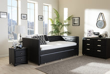 Load image into Gallery viewer, Baxton Studio Frank Modern and Contemporary Black Faux Leather Button-Tufting Sofa Twin Daybed with Roll-Out Trundle Guest Bed