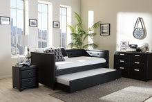 Load image into Gallery viewer, Baxton Studio Frank Modern and Contemporary Black Faux Leather Button-Tufting Sofa Twin Daybed with Roll-Out Trundle Guest Bed