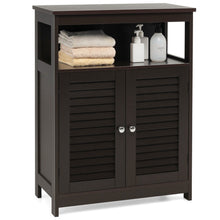 Load image into Gallery viewer, Wood Freestanding Bathroom Storage Cabinet with Double Shutter Door-Brown