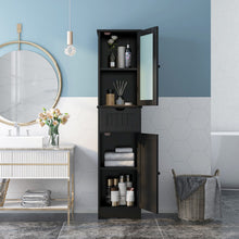 Load image into Gallery viewer, Tall Floor Storage Cabinet with 2 Doors and 1 Drawer for Bathroom-Black