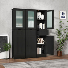 Load image into Gallery viewer, Tall Floor Storage Cabinet with 2 Doors and 1 Drawer for Bathroom-Black