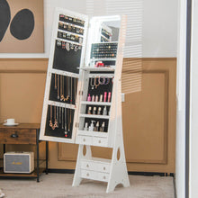 Load image into Gallery viewer, Freestanding Full Length LED Mirrored Jewelry Armoire with 6 Drawers-White