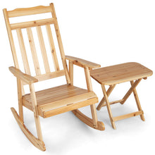 Load image into Gallery viewer, Front Porch Rocking Chair and Foldable Table Set for Outdoors-Natural