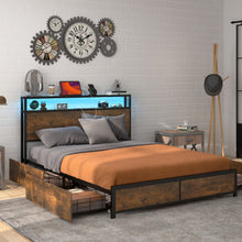 Load image into Gallery viewer, Full/Queen Size Bed Frame with Smart LED Lights and Storage Drawers-Full Size