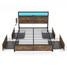 Load image into Gallery viewer, Full/Queen Size Bed Frame with Smart LED Lights and Storage Drawers-Full Size