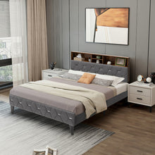 Load image into Gallery viewer, Full/Queen Size Upholstered Bed Frame with Storage Headboard-Full Size