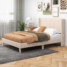 Load image into Gallery viewer, Full/Queen Size Upholstered Bed Frame with Geometric Wingback Headboard-Full Size