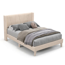 Load image into Gallery viewer, Full/Queen Size Upholstered Bed Frame with Geometric Wingback Headboard-Full Size