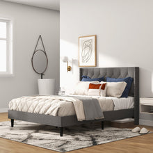 Load image into Gallery viewer, Full/Queen Size Upholstered Platform Bed with Button Tufted Headboard-Full Size