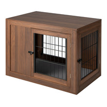 Load image into Gallery viewer, Furniture Dog Crate with Cushion and Double Doors-Walnut