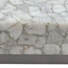 Load image into Gallery viewer, Gemini Genuine White Quartz Cocktail Table w/ Antique Silver Finished Base by Diamond Sofa