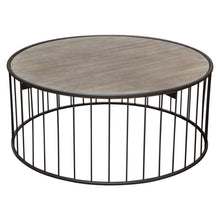 Load image into Gallery viewer, Gibson 38" Round Cocktail Table with Grey Oak Finished Top and Metal Base by Diamond Sofa