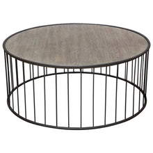 Load image into Gallery viewer, Gibson 38" Round Cocktail Table with Grey Oak Finished Top and Metal Base by Diamond Sofa