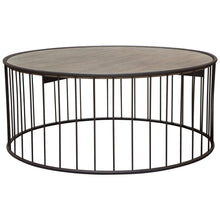 Load image into Gallery viewer, Gibson 38" Round Cocktail Table with Grey Oak Finished Top and Metal Base by Diamond Sofa