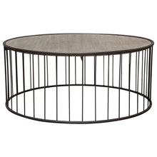 Load image into Gallery viewer, Gibson 38" Round Cocktail Table with Grey Oak Finished Top and Metal Base by Diamond Sofa